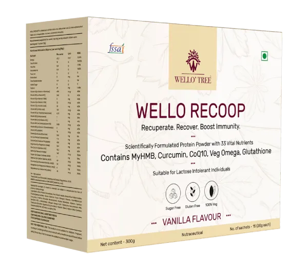 Wello Recoop Vanilla Flavour Recovery Nutrition Drink Pack of 15 Sachets