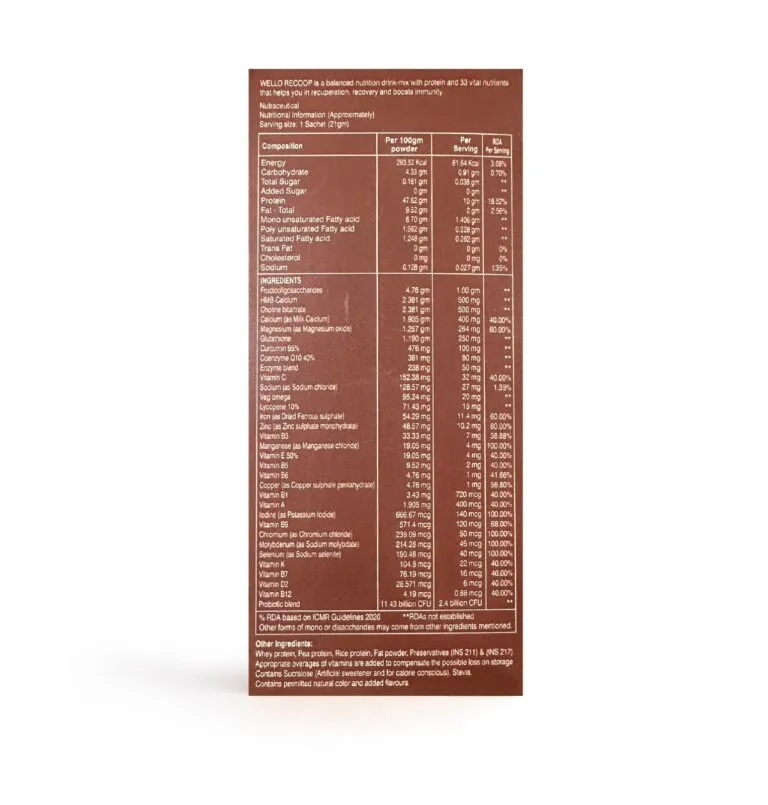 Wello Recoop Chocolate Flavour (Pack of 15 sachets) - Image 4